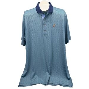 Greyson Men's XL Golf Polo Shirt Blue Geo Pattern Kitty Hawk 1903